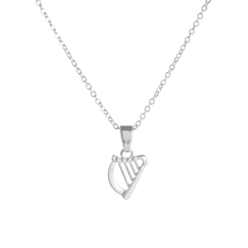 Grá Collection Silver Plated Celtic Harp Pendant